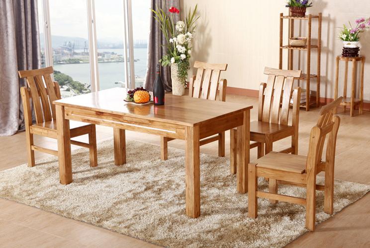 品木坊 实木餐桌餐椅 优质纯木椎木家具套装 量大从优 一桌四椅图片_4