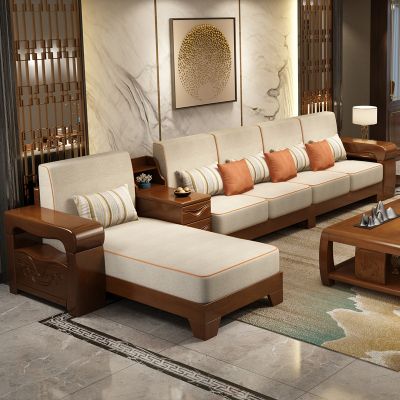 全实木沙发现代中式家具木沙发经济型组合套装1 2 3组合客厅整装